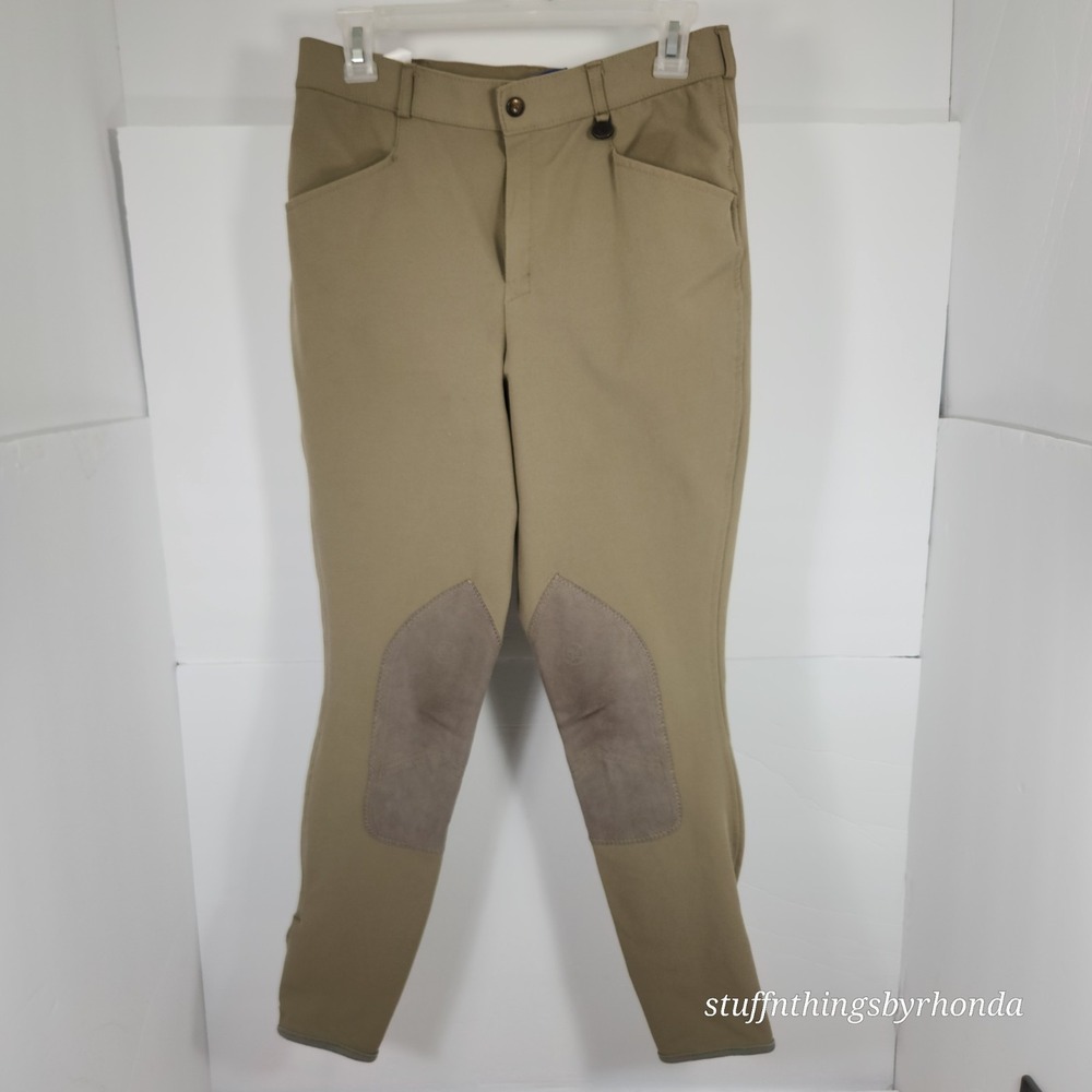 Ovation Women's riding pants 30/R Breeches Khaki Eqestrian W/Knee Grips 30"x26½"